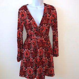 Anthropologie Belted Knit Long Sleeve Dress